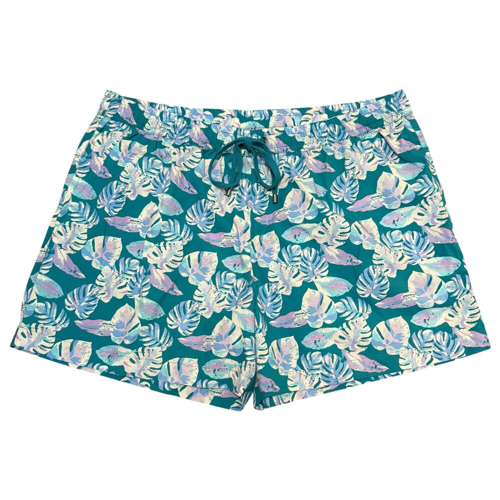 Kirrin Finch Androgynous Cabana Shorts Palm Tropical Pattern Resort Blue Size XL